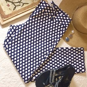 White House Black Market print ankle slacks